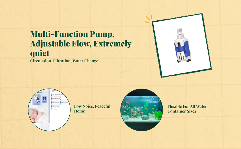 Quiet adjustable aquarium pump