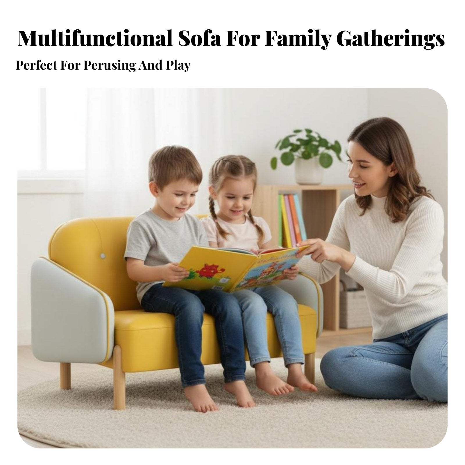 Young Child Two-Seater Sofa Nordic Design 2-Seater childs' Loveseat Easy to Clean Dense Foam for Kindergarten, Daychildcare