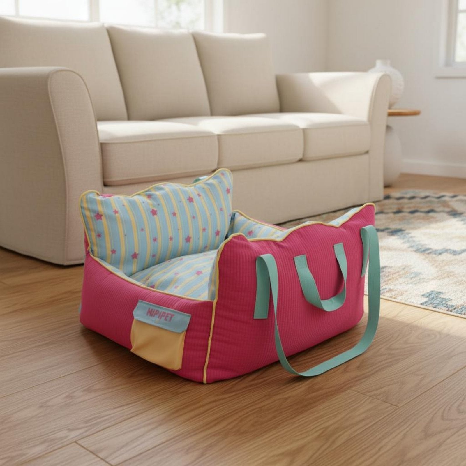 3-in-1 Pet Carrier Bag Soft Padded Dog Booster Seat Adjustable Straps for Cats