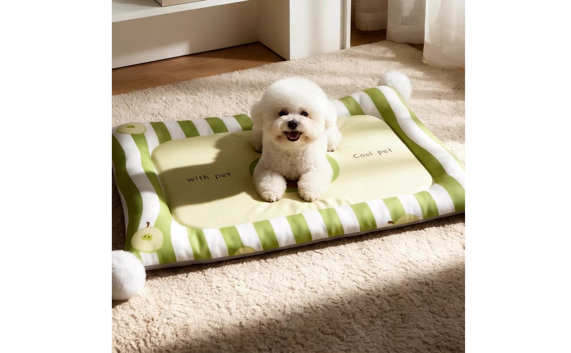 Fluffy Ball Pet Bed Year-Round Padded Pet Mat Comfortable for Indoor, Young Dogs