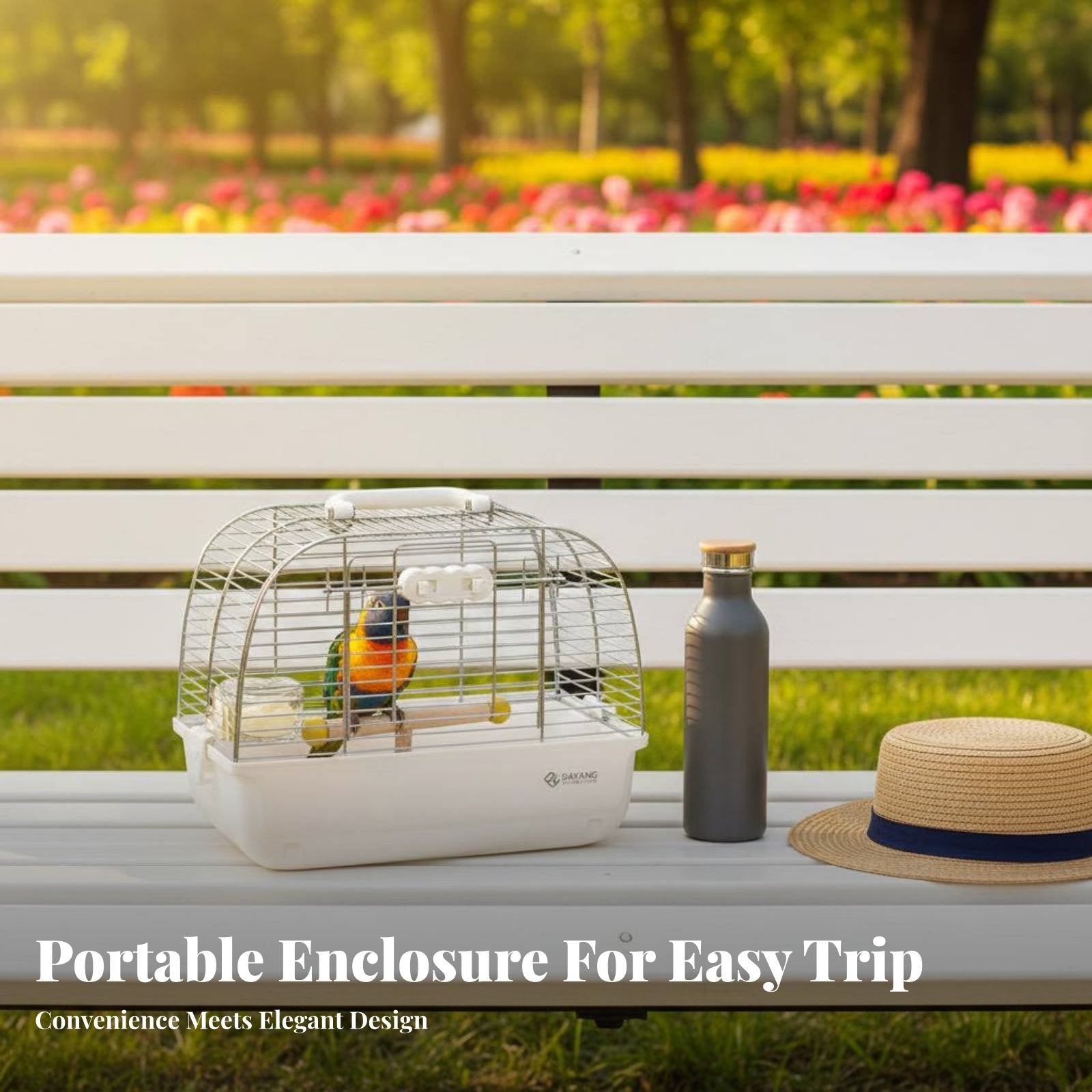 Parrot Outing Enclosure Sturdy Portable Bird Travel Enclosure Deep Base Tray