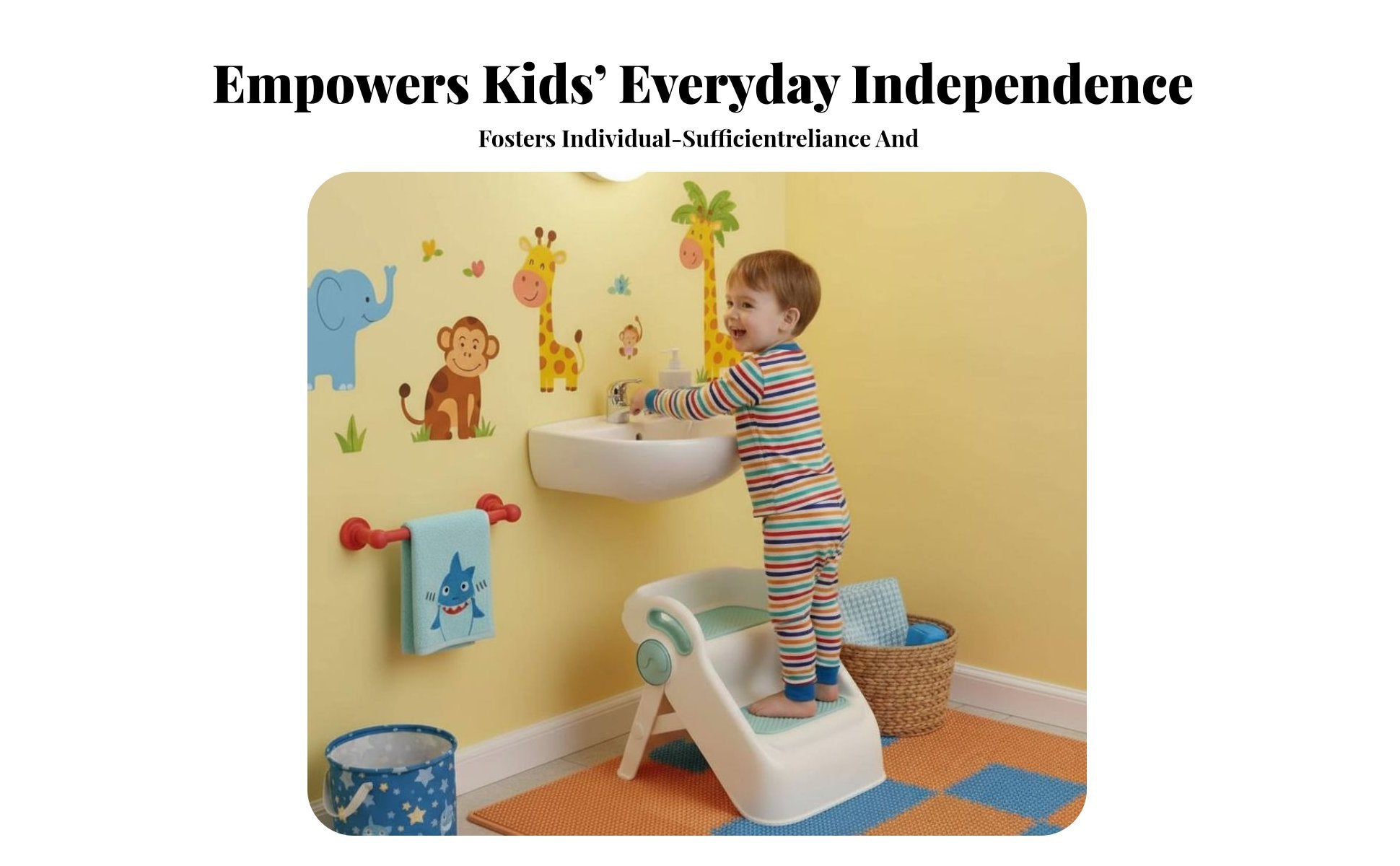 2-Step Toddler Stool Rounded Corners Footstool Promotes Independence for Parents