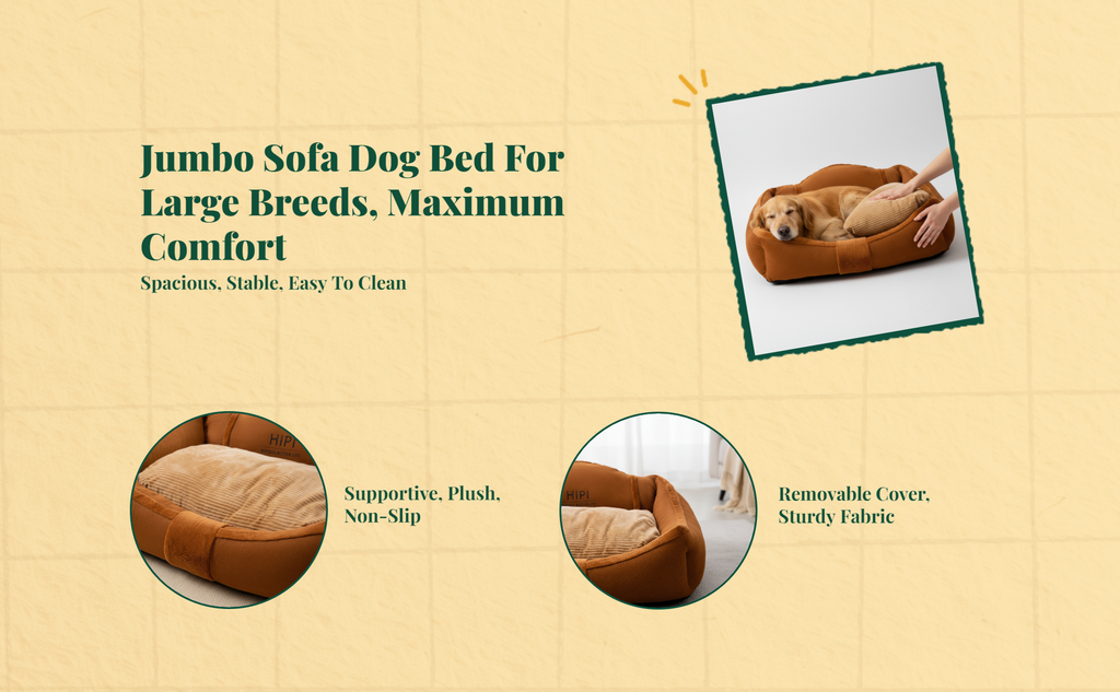 Orthopedic bed for large dogs, washable.