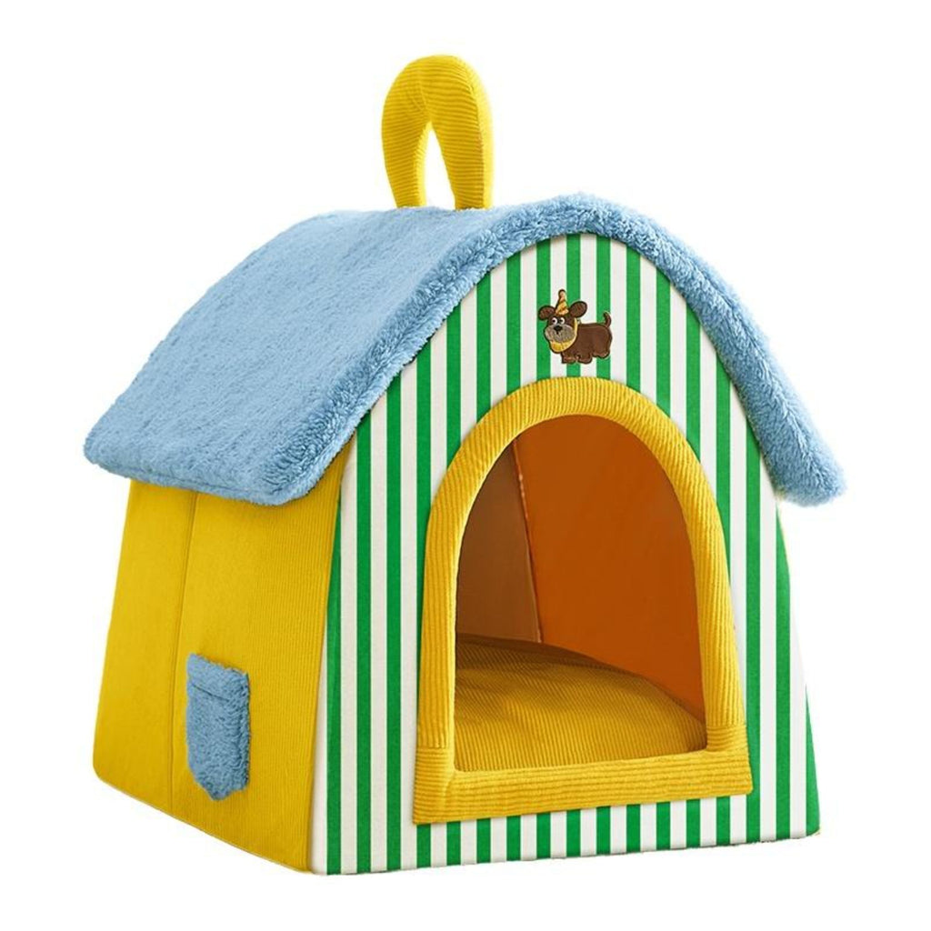 All-Season Pet Bed, Semi-Enclosed Cat House, Removable Pad