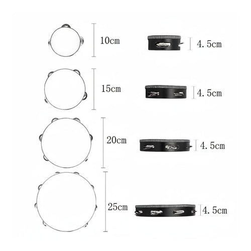 4 Pieces Black Tambourine Set Easy to Play Tambourine with Bells Clear Crisp Sound Musical Instrument for Kids, Dance Performance, Band Accompaniment