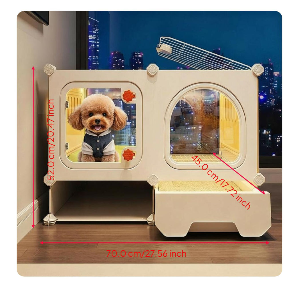 Indoor dog house with toilet