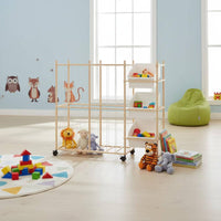Wooden Toy Storage Organizer Easy to Move Mobile Storage Rack Large Capacity