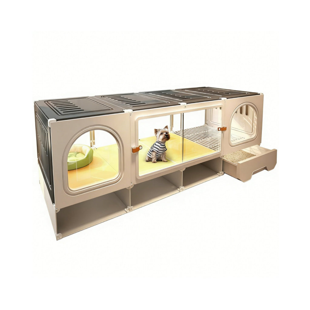 Kennel with Potty Area Luxury Villa Design Pet Furniture Easy to Clean for Home
