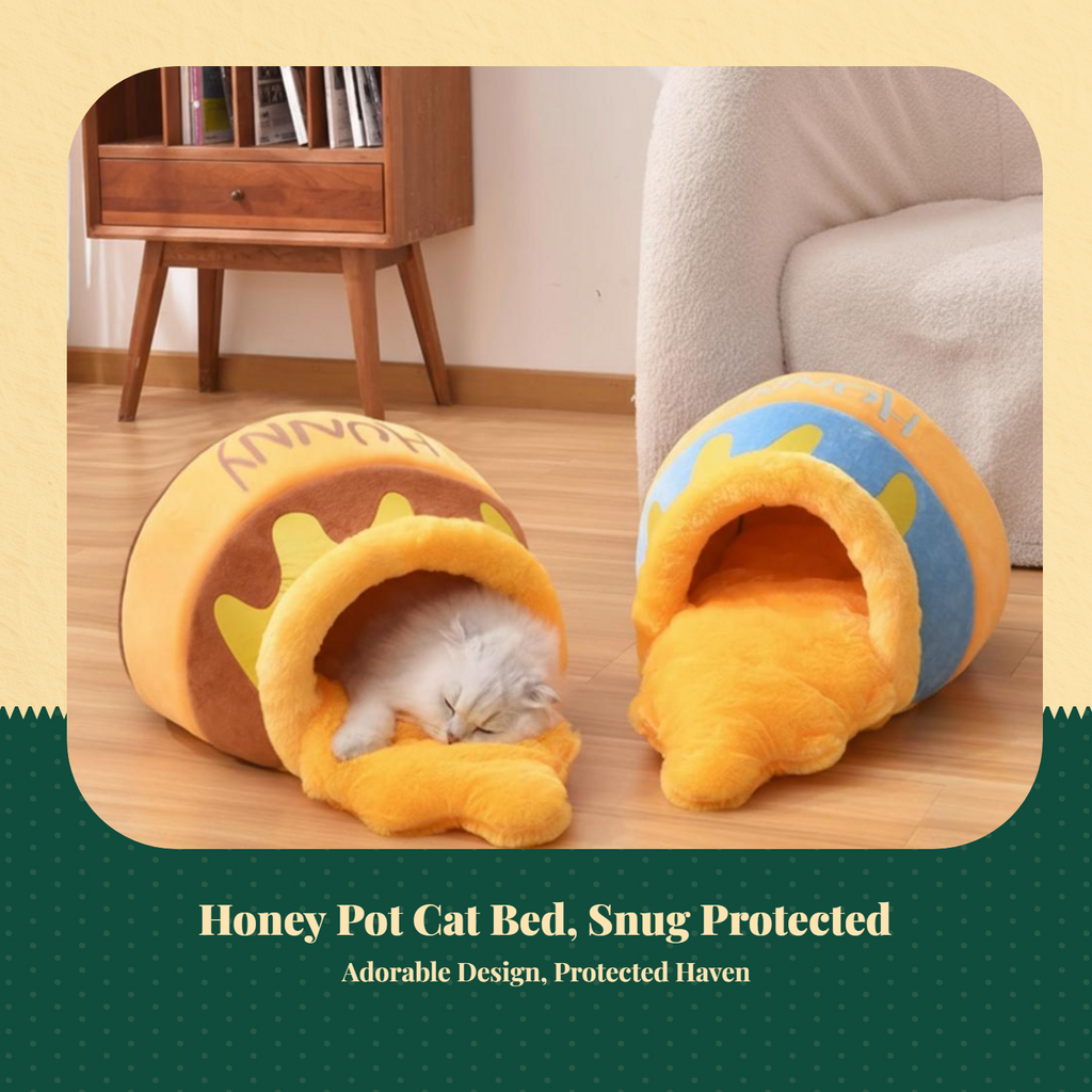 Plush semi-enclosed cat bed