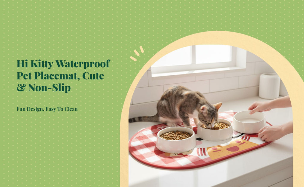 Waterproof Non-Slip Cat Feeding Mat, Easy Clean, Cartoon