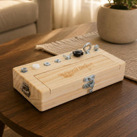 Wooden Educational Screw-and-Lock Toy Natural Wood Lock and Key Board Hinged Lid