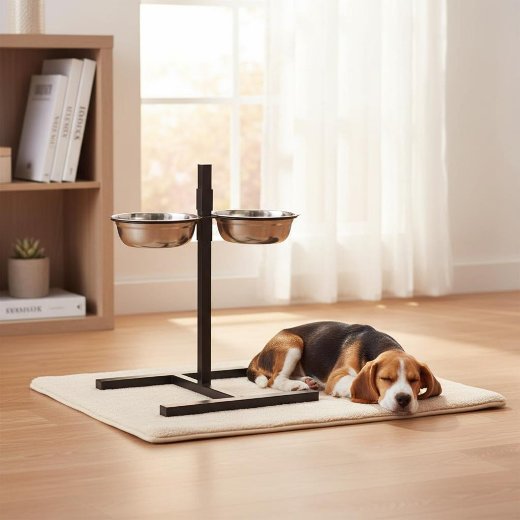 Stainless Steel Dog Bowl Set Sturdy Feline and Dog Feeding Station Easy to Clean