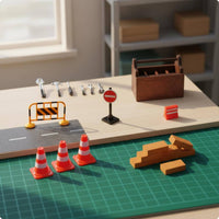 21 Pieces Dollhouse Road Construction Set High Feature Dollhouse Miniature Tools
