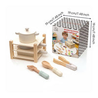 Wooden Pot and Pan Set Educational Toy Cookware Set Role Play Pretend Kitchen Cookware for Children, Kids, Preschool
