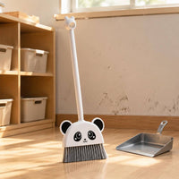 Panda-Face Broom Cartoon Style Panda Broom Black Ear Details for Children