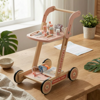 Children'examination Cart Toy Interactive Accessories Pretend Play Medical Cart Smooth Edges Wooden Physician Play Set