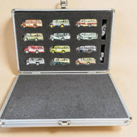 12 Pieces 1/110 Scale Bus Model Realistic Details Mini Bus Model Display Case with aluminum storage case for Collectors