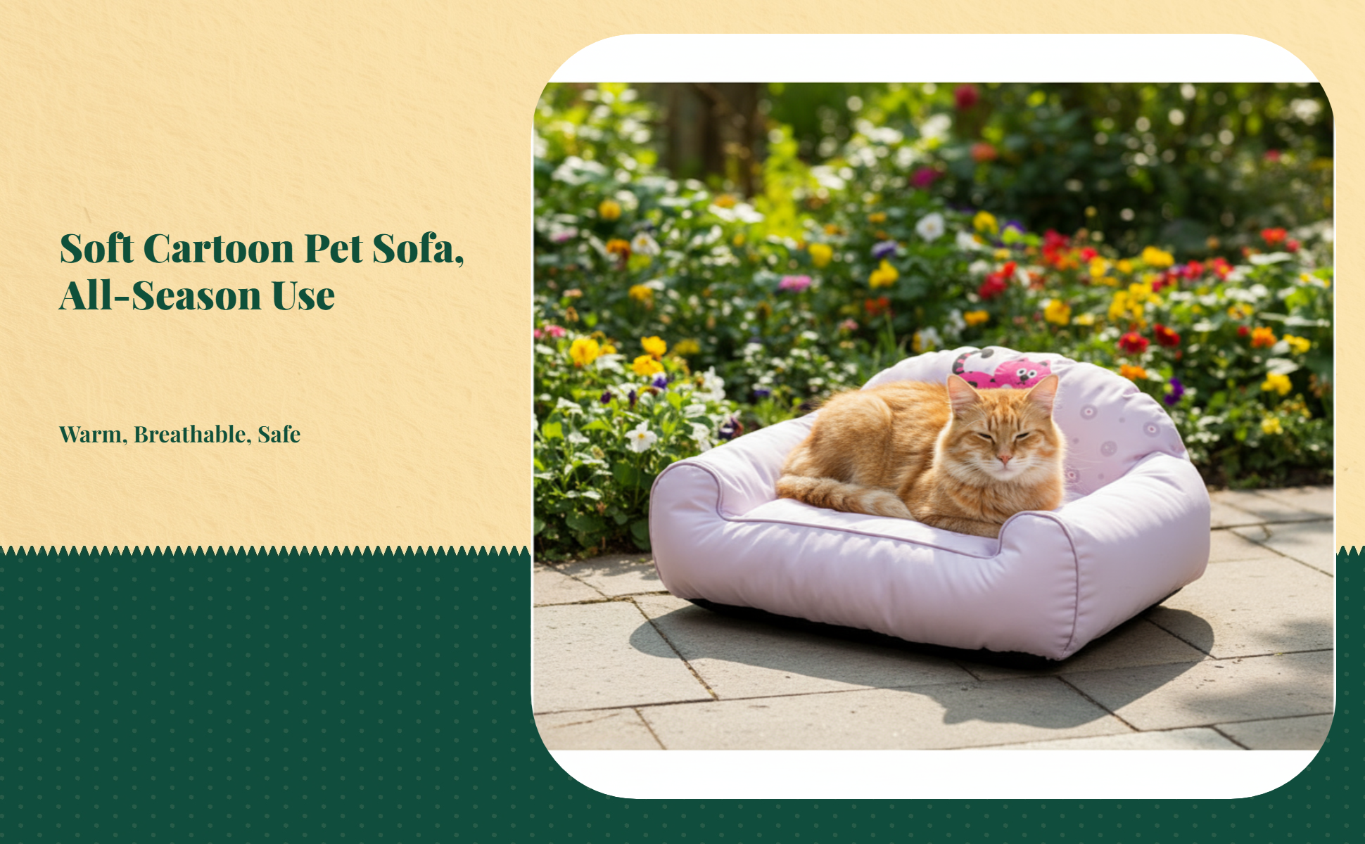 Water-Resistant Non-Slip Pet Sofa Bed, Calming, All Seasons