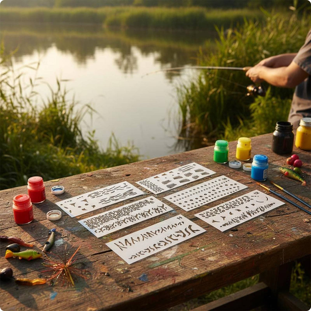 Lure Painting Template DIY Lure Painting Stencil Flexible Paint Guide Stencil for Anglers