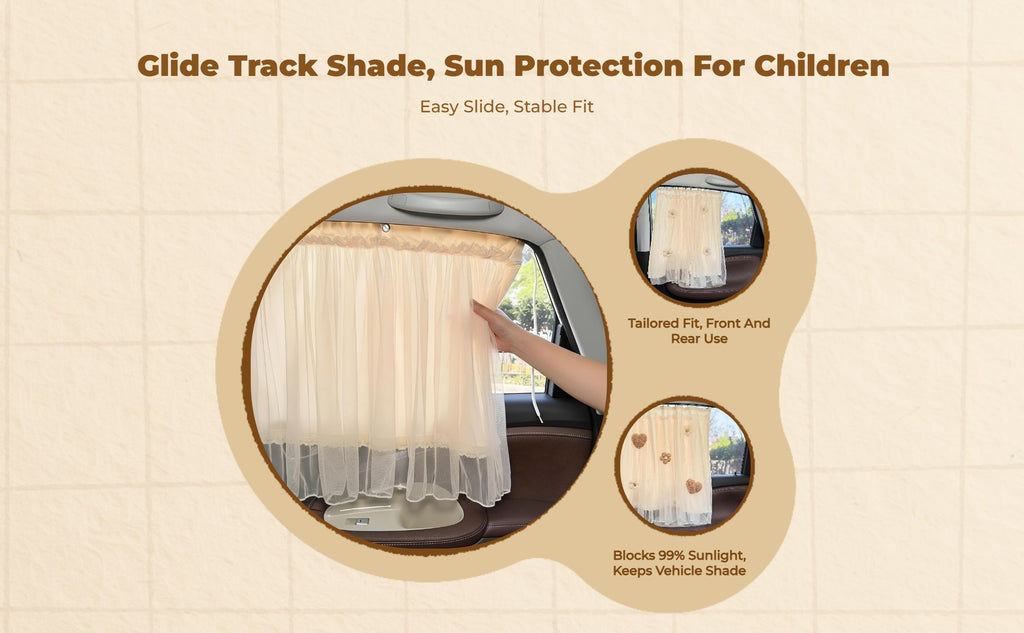 Car window shade blocks sun for infants.
