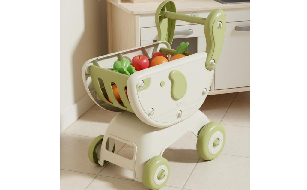 Multi-Functional Baby Stroller Shopping Trolley Anti-Tip Over Kids Grocery Trolley Toy Cute Creature Design for Playroom