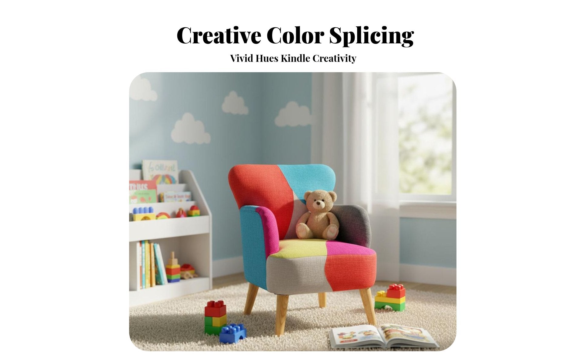 Patchwork Club Chair child-safe Size Plush Lounge Chair Colorful Appearance