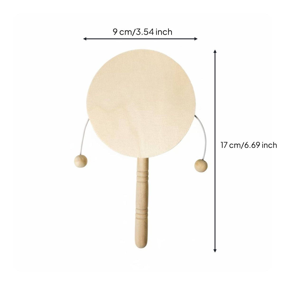 DIY Rattle Drum Educational Blank Wooden Rattle Toy DIY Wooden Drum Sanded Surface Comfortable Grip for Kindergarten