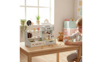 Children's Dessert Shop Toy and Pretend Coffee Shop Set Fine Motor Skills Wooden Coffee Maker Toy for Preschoolers