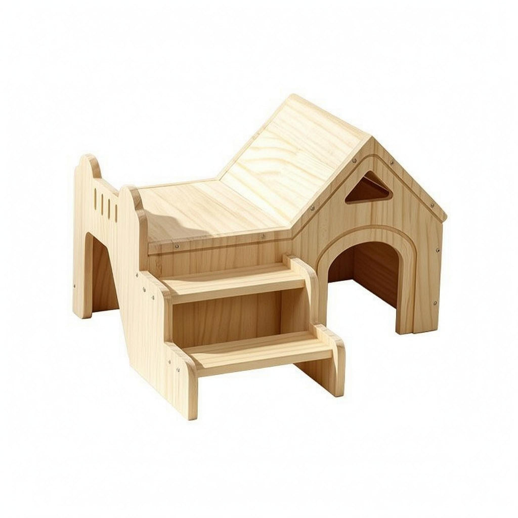 Wood Pet House Rubberwood Small Pet House Polished Rounded Edges