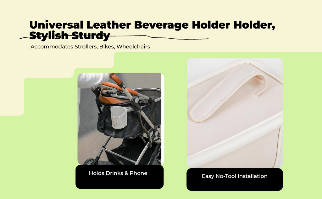 Stroller Beverage Holder, Universal Pet Stroller Accessory, 2-in-1 Phone Holder, non-slipSlip, Multi-Functional Organizer