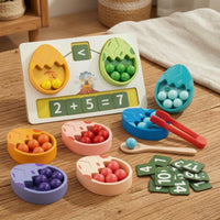 Dinosaur Egg Sorter Fine Motor Skills Bead Sorting Toy Wood Math Activity Set for Children, Kids