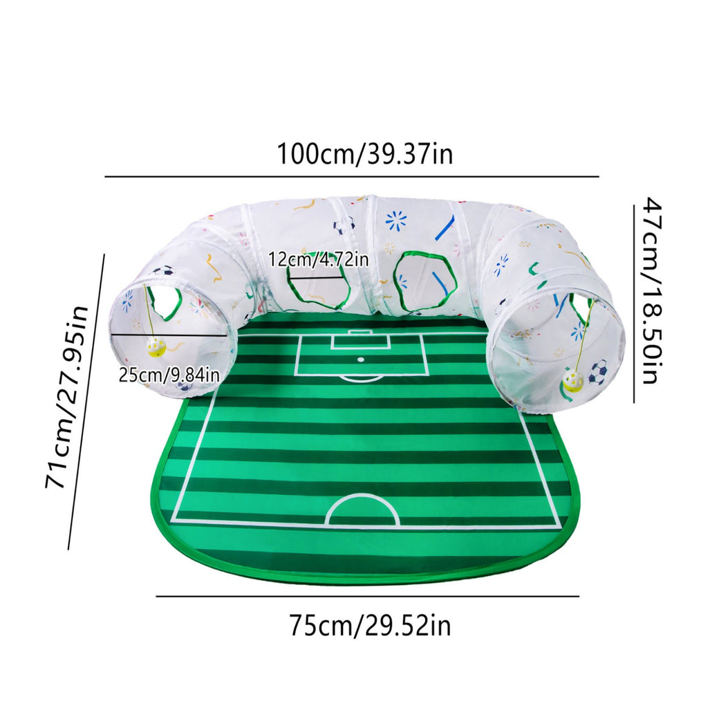 Soccer Field Cat Toy Encourages Exercise Interactive Cat Tunnel Set Portable