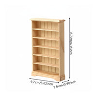 1:12 Scale Wooden Bookshelf Paintable Dollhouse Bookcase wood Material Small Dollhouse Storage Shelf for Model Hobbyists