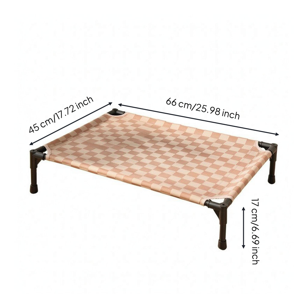 Pet Bed Cot Checker Pattern Raised Pet Bed Canvas Look