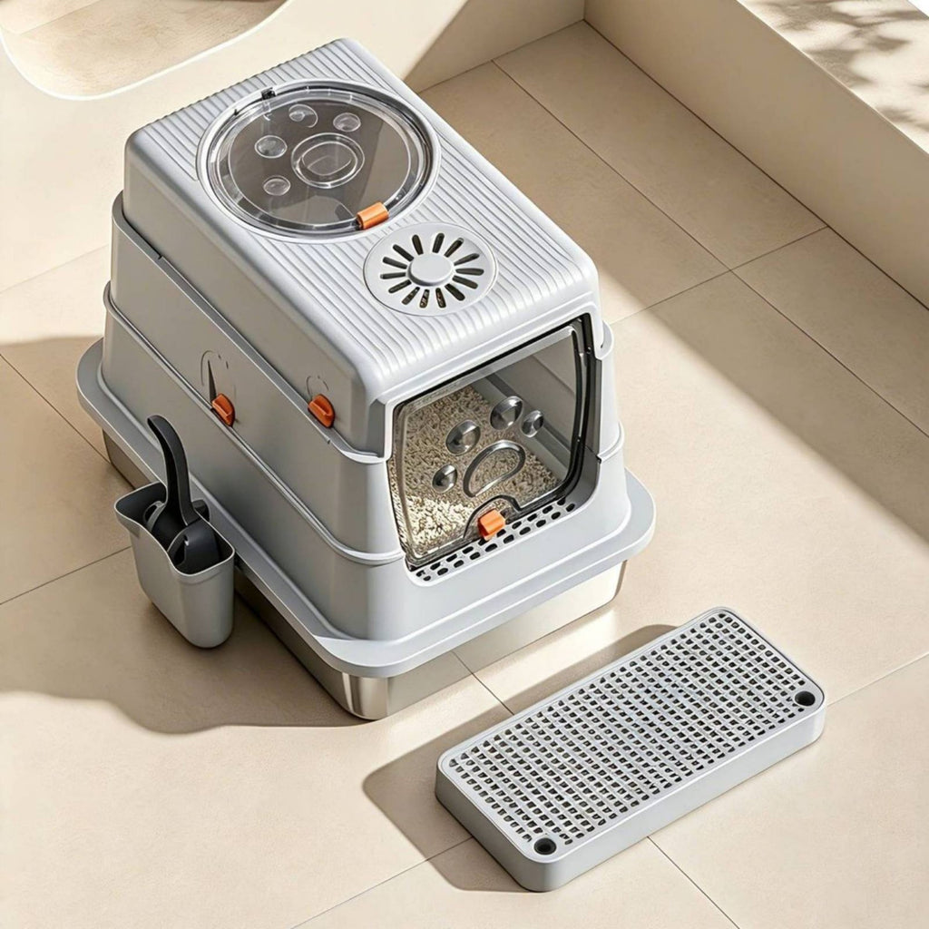 Stainless Steel Litter Box Easy to Clean Enclosed Feline Litter Box Rust