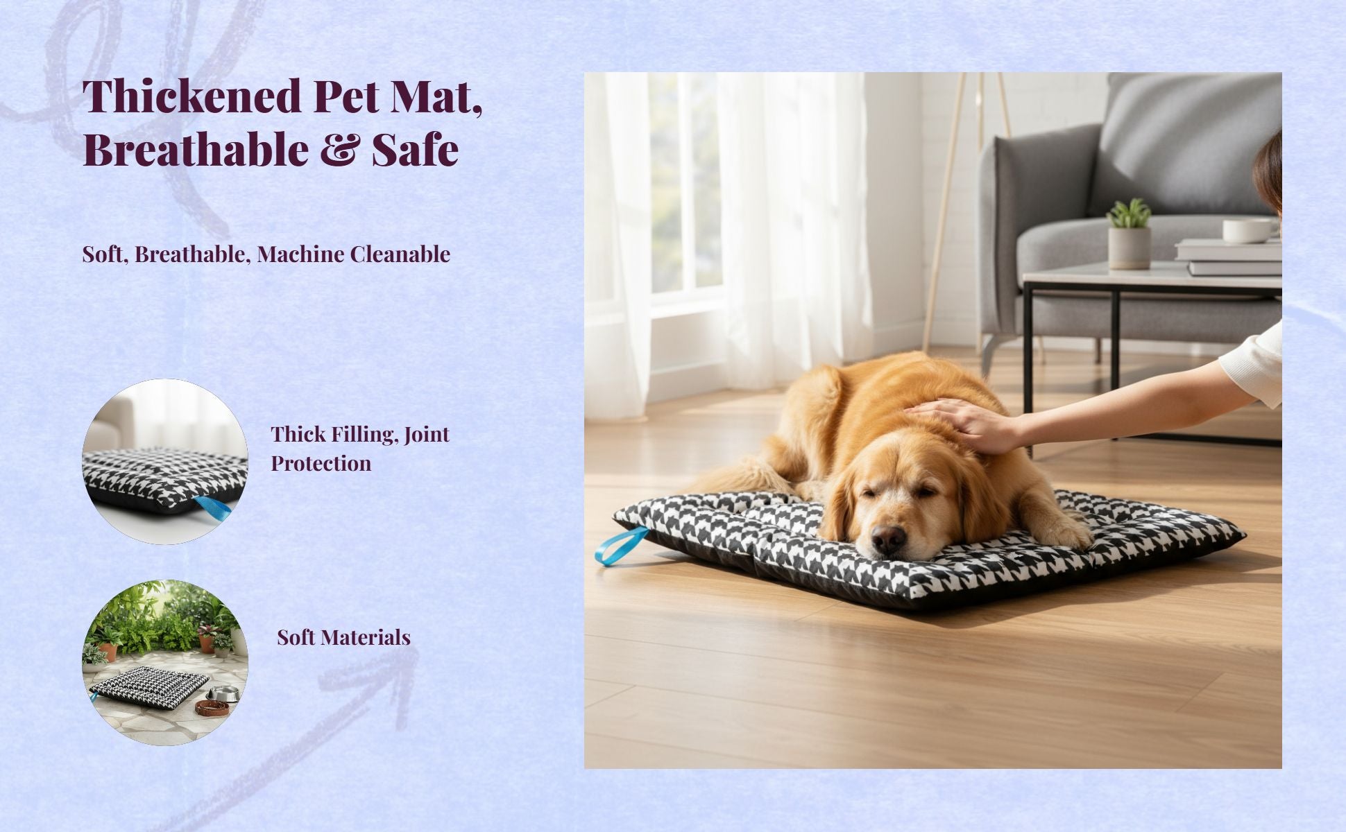 Waterproof Oxford dog bed, easy clean