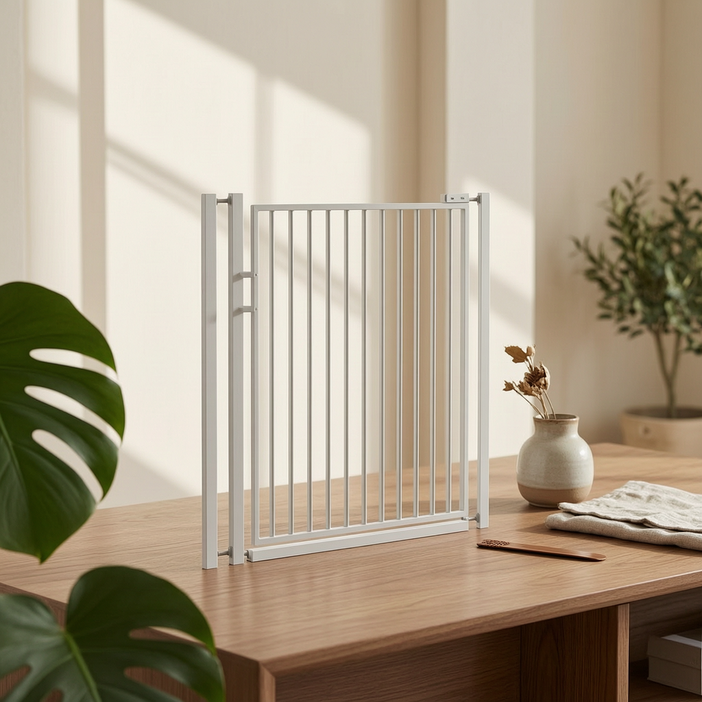 Adjustable Width Pressure-Mounted Pet Gate Drill-without Drilling Installation Pressure-Mounted Swing Gate Narrow Bar Spacing Indoor Fence Extendable Height for Cat Owners, Families, Renters, Indoors, Doorways, Hallways, Stairways
