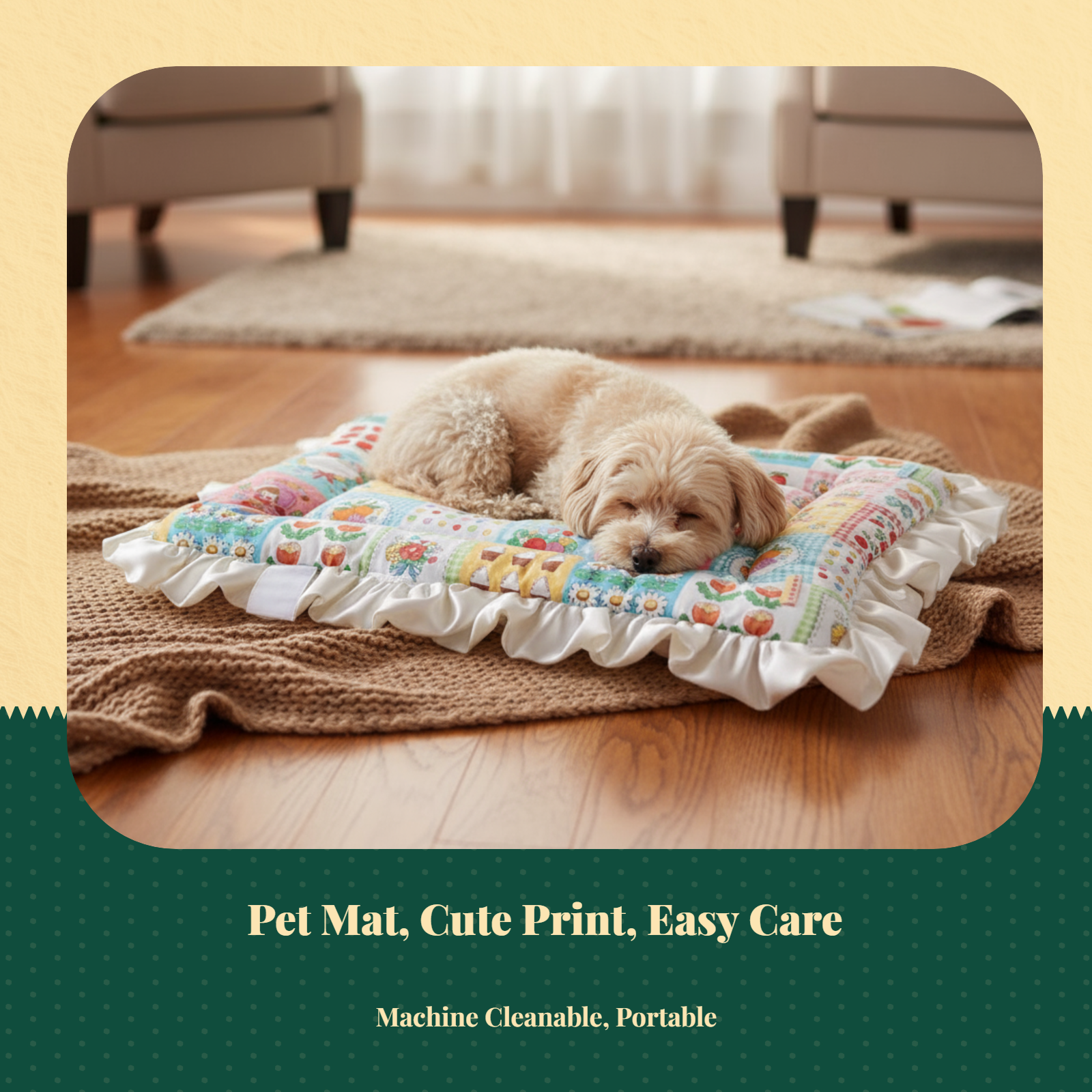 Non-slip reversible dog crate mat