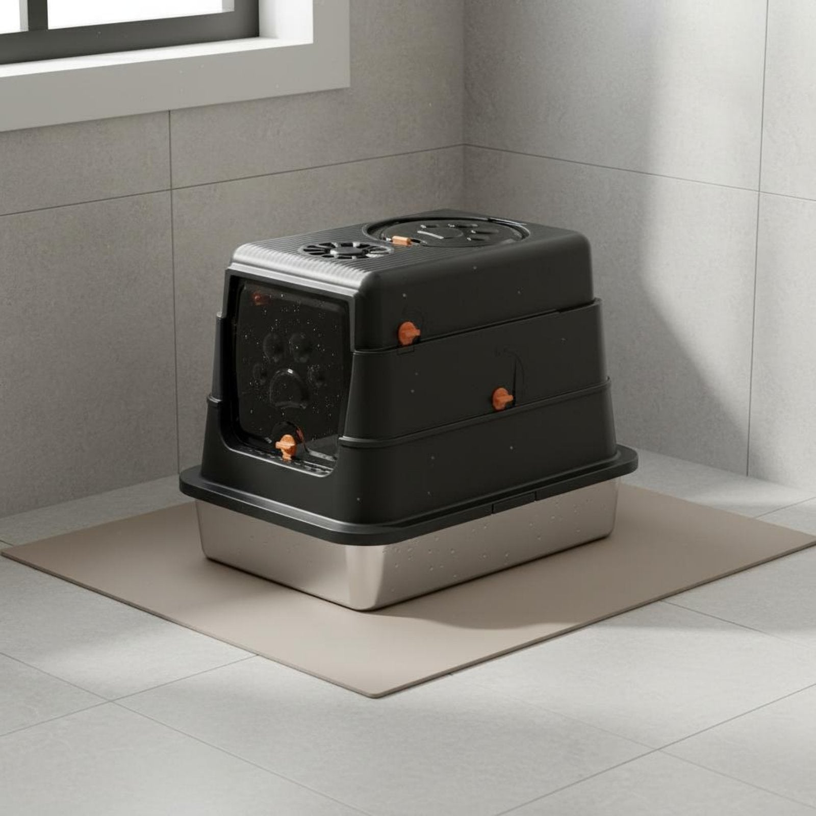 Stainless Steel Litter Box Easy to Clean Enclosed Feline Litter Box Rust