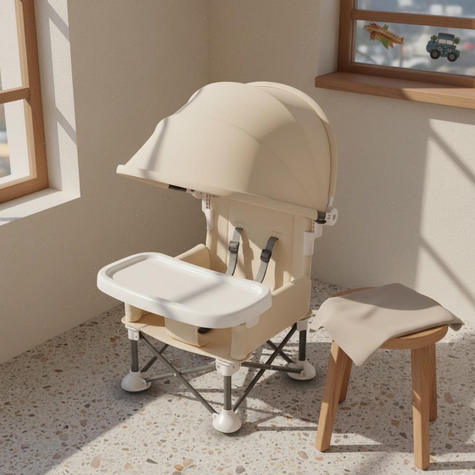Portable Baby High Chair Lightweight Folding High Chair Sturdy Frame for Outings
