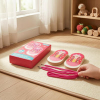 Wooden Lacing Shoe Board Fine Motor Skills Life Skill Practice Tool for Children