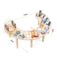 Moon-Shaped Activity Table Lamp Wood Wooden Activity Table Screen for Children