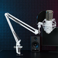 White Mic Arm Stand U-Shaped Blast Filter Desk Mic Arm