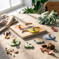Food Chain Learning Board Educational Hands-on Learning Puzzle Problem-Solving Animal Matching Board for Preschool