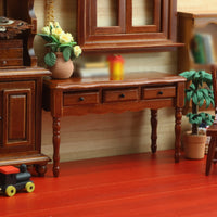 1:12 Dollhouse Desk Rectangular surface:12 Miniature Desk Small Black Pulls