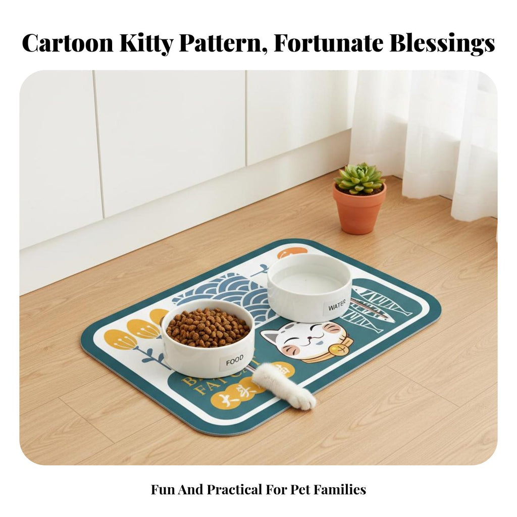 CumulusShaped Bowl mat Non-Sraised border Feeding Mat leak-resistant for Indoor, Kitchen