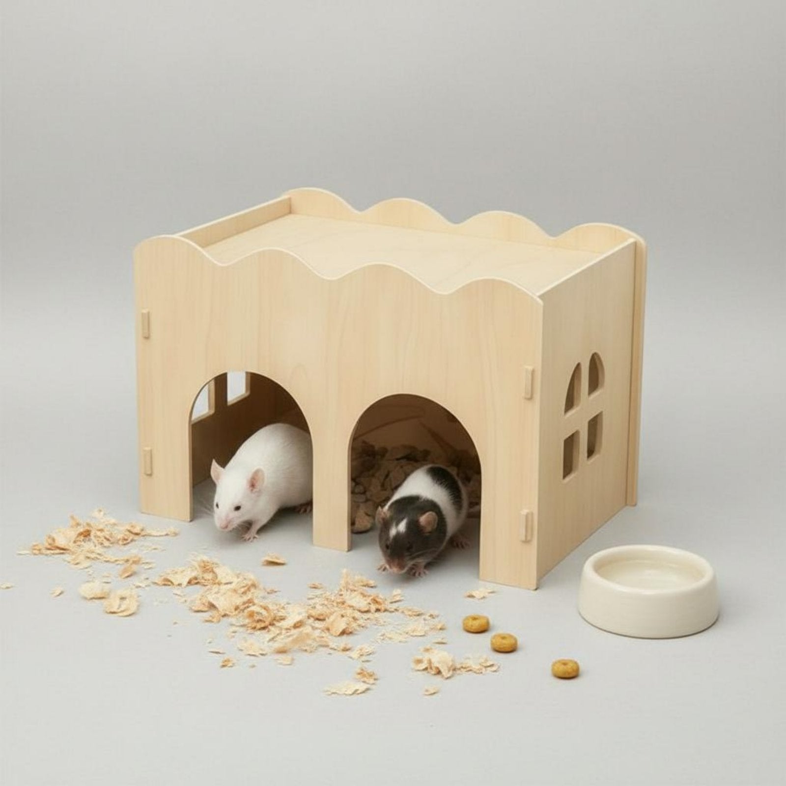 Wooden Hamster House Chew-Resistant Resistant Enclosure Accessory Flat Top