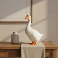 Feathered Goose Model Real Feathers Simulation Goose Ornament Hard Physical Structure Decoration for Children, Photo Prop