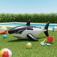 Black-and-White Sea-Creature Buoy Raised Fin Sea Creature Pool Buoy Glossy