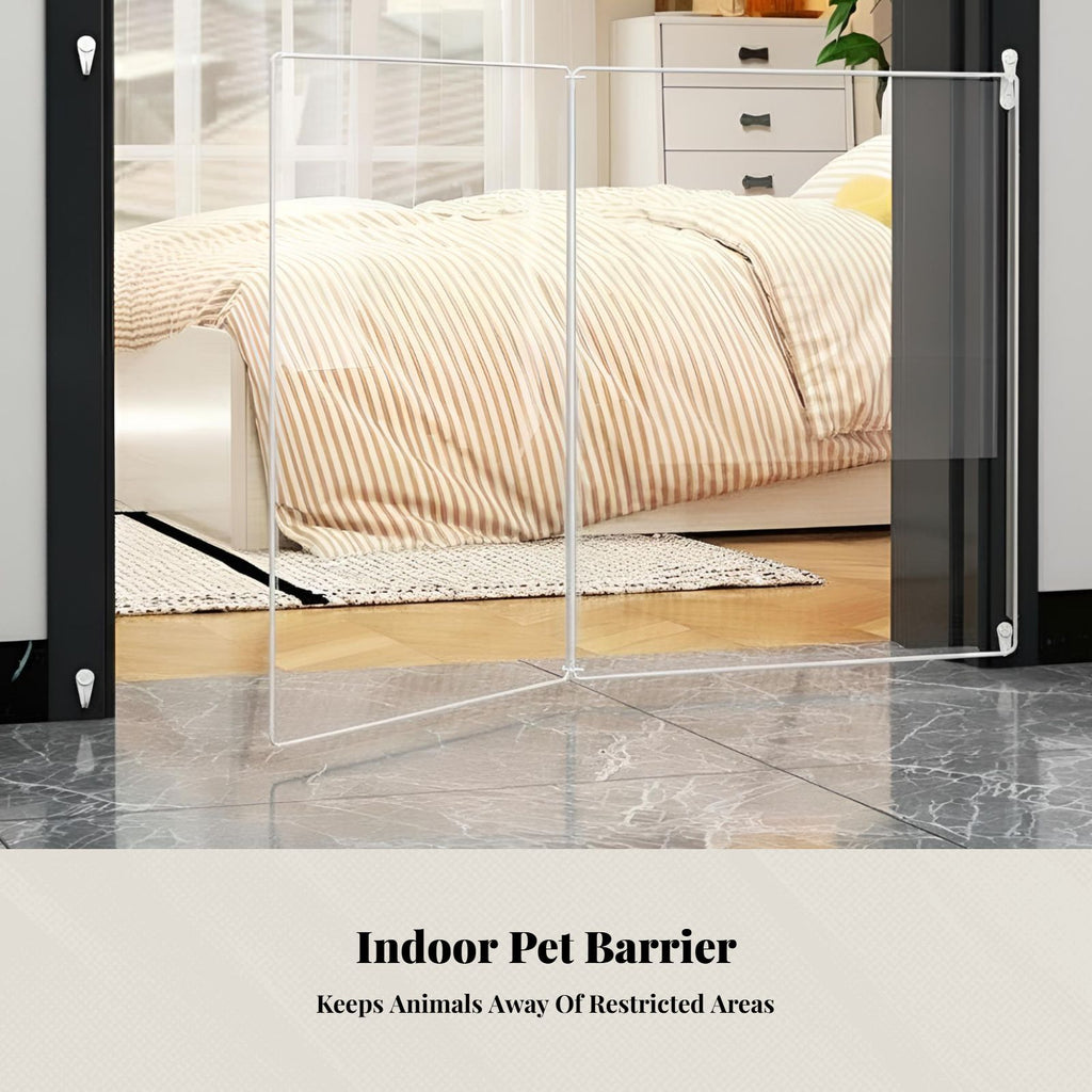 6-panel clear resin indoor pet barrier